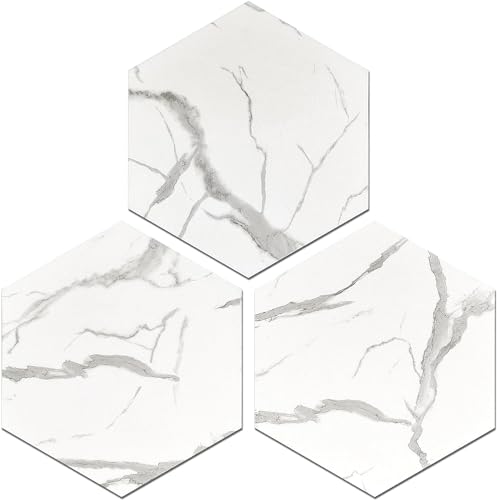 Kieacia Peel and Stick Floor Tile, 15 PCS Hexagon White