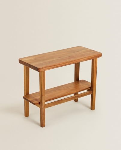 Image of Solid Sheesham Wood Bedside Table with Open Shelf | Minimalist Nightstand for Bedroom & Living Room | Wooden Side Table for Home Decor (Natural Finish)