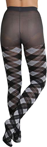 Image of ToBeInStyle Women's Argyle Checkered Diamond Rhombus Net Opaque Sheer Tights Pantyhose