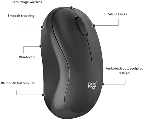 Logitech M240 Silent Bluetooth Mouse, Wireless, Compact, Portable, Smooth Tracking, 18-Month Battery, for Windows, macOS, ChromeOS, Compatible with PC, Mac, Laptop, Tablets - Graphite — view 6