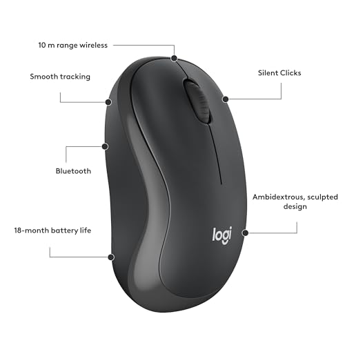 Logitech M240 Silent Bluetooth Mouse, Wireless, Compact, Portable, Smooth Tracking, 18-Month Battery, for Windows, macOS, ChromeOS, Compatible with PC, Mac, Laptop, Tablets - Graphite by Logitech - Image 7