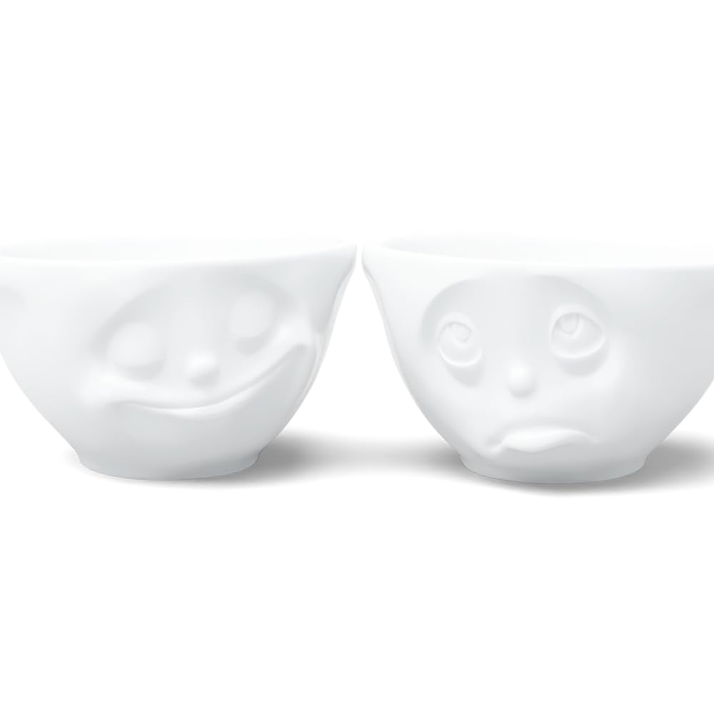 FIFTYEIGHT PRODUCTS Set of Bowls Happy/Oh My Dear Design White