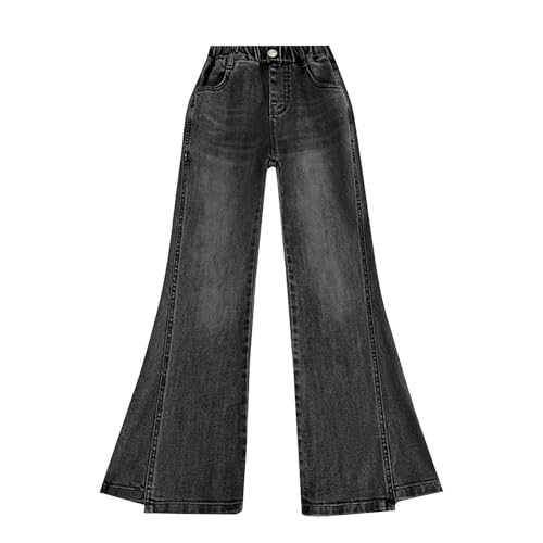 Skinny Bell Bottom Jeans for Teen Girls Elastic High Waist Straight Washed Denim Pants Kids Girls Stylish Slim Trousers