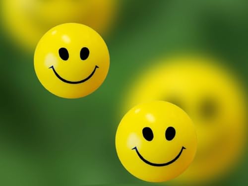 Image of Torque Stress Reliever Smiley Ball for Hand Exercise Pack of 2 | Smiley Face Soft Ball for Baby Kids Playing | Yellow Pressure Squeeze Balls for Adults
