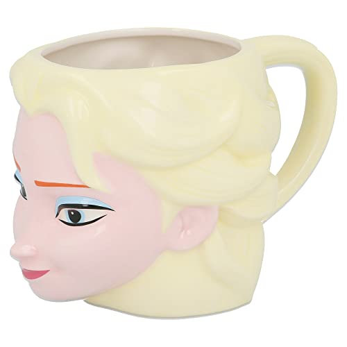 Frozen Taza Ceramica 3D 325ml Cabeza Elsa' (78790), No Aplica, Negro