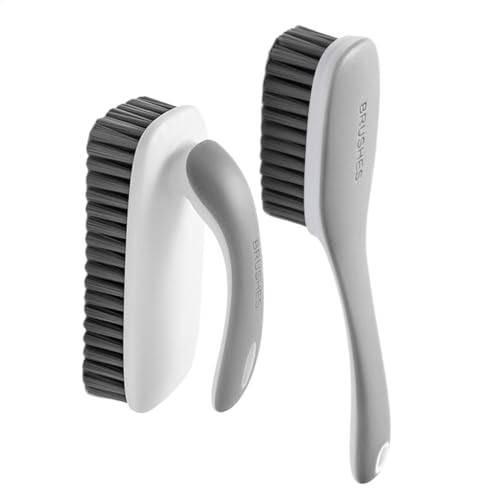 Wäschebürste, 2 x Schuhreinigungsbürste, Fleckenentferner, Schuhschrubben, tragbares Badezimmer-Reinigungswerkzeug ergonomischem Griff, Mehrzweck-Haushaltsbedarf für Stoff