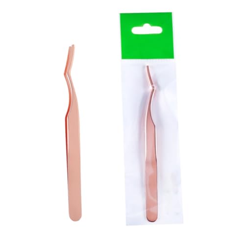 PLAFOPE 2Pcs Rose Gold Curved Tip Tweezers for Eyelash Extensions Professional Stainless Steel Eyelash Application Tool Lightweight Design for Easy Use for Personal and Salon Use