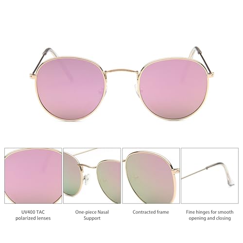 Classic Round Aviator Sunglasses for Women Men,Trendy Driving Womens Mens Shades Sun Glasses3