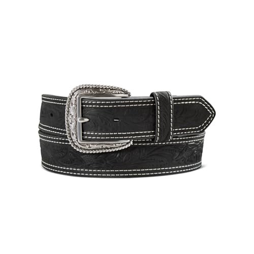ARIAT Mens Leather Floral Embossed Belt Black 36