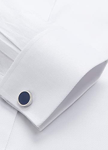J.VER Men's French Cuff Dress Shirts Regular Fit Long Sleeve Spread Collar Metal Cufflink