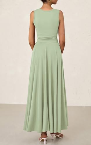 Image of PRETTYGARDEN Womens Summer Dresses 2026 Casual Sleeveless Crewneck Aline Maxi Dress Stretch Tank Flowy Long Dresses