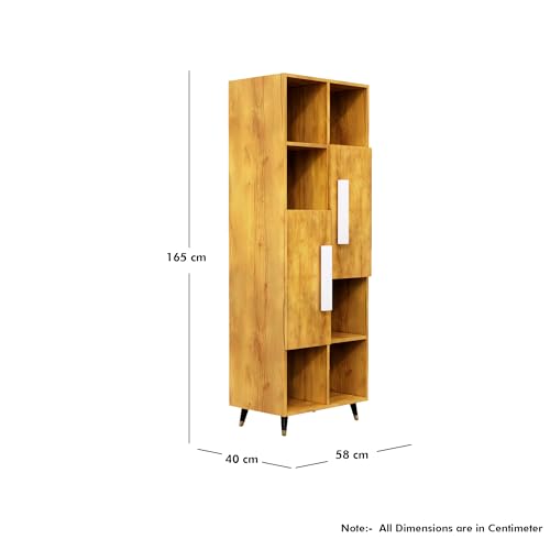 Image of Bniture Bookshelf for Home | Engineered Wood Book Shelf with 2 Door & 6 Shelf | Open Book Shelf Stand for Library | Multipurpose Display Organizer for Living Room, Study & Office | Giant Wood