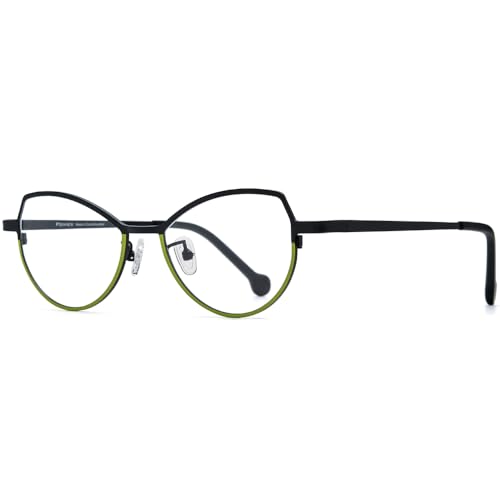 Image of FONEX Colorful Pure Titanium Glasses Frame Women Retro Round Eyeglasses