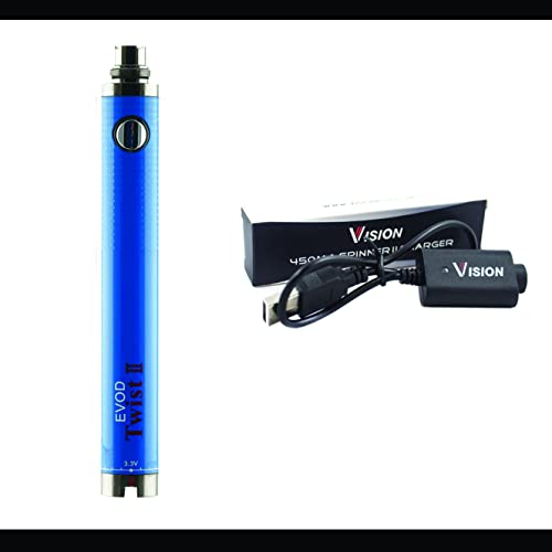 Vitavap' - Pack batterie Evod twist 2 avec chargeur USB Vision Spinner 2 | Bleu | Sans tabac ni nicotine
