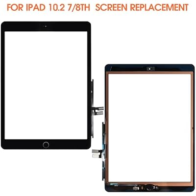 for iPad 7th/8th Generation Screen Replacement for iPad 10.2 A2270 A2428 A2197 A2200 Screen Replacement for iPad 8 Digitizer Touch Glass Sensor Black+Home Button+Installation Video