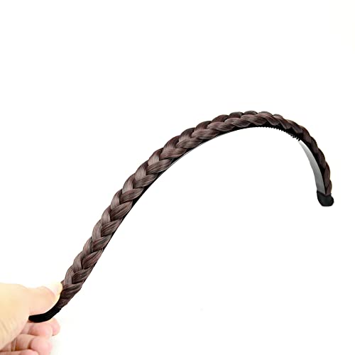 BOBIYA Plait Hair Headband with Teeth Synthetic Hair Plaited Headband Braid Braided With Teeth Hair Band (Dark Brown) - Image 4
