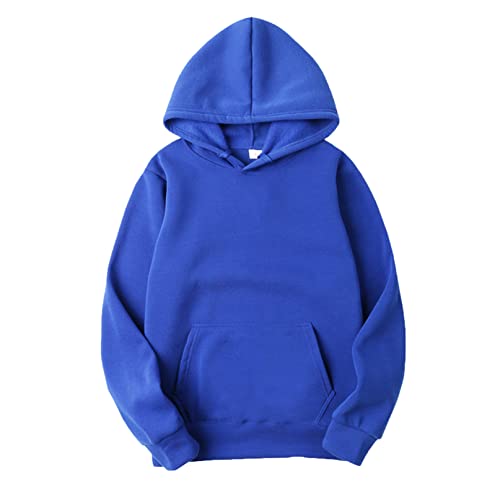 iiniim Sudadera con Capucha Hombre Pulóver Liso Blusa Sweatshirt Hoodie Jersey Suéter Outdoor Deporte Entrenamiento Básico Ocio Estilo Deportivo A Azul S