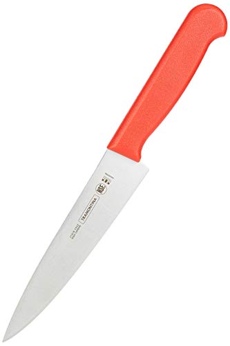 Image of TRAMONTINA Professional Meat /Chef Knife 15 cm | Stainless Steel Sub-Zero Treated Blade | Antimicrobial Red Polypropylene Handle | Heavy-Duty Butcher & Meat Processing Knife