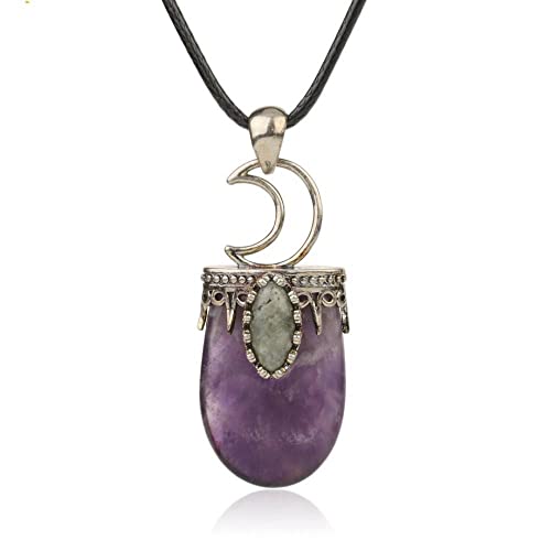 Artq colgantes para mujer piedra natural collar de piedra natural de amatista geométrica labradorita collar de piedras preciosas de moda regalo del día de la madre joyería para esposa novia mamá