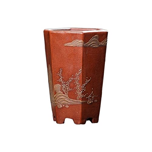 Maceta Plantadores pequeñas macetas de alabastro vintage pintadas a mano pequeñas macetas hexagonales con orificios de drenaje Adornos de escritorio Adornos moderna maceta simple