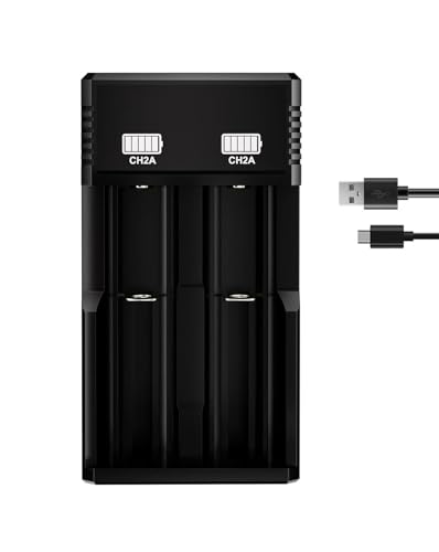 2-Slot 21700 Battery Charger Flap Top Set for Flashlights, Universal 3.7V Li-ion Batteries Charger for 18650 26650 21700(No Suitable for nimh and 1.5V Batteries)