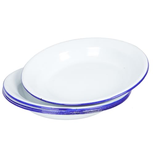 Mikinona 4pcs Retro Style Enamel Plates Decorative Food Dishes for Fruits Snacks Desserts High-grade Enamel Material for Home Hotel Picnic