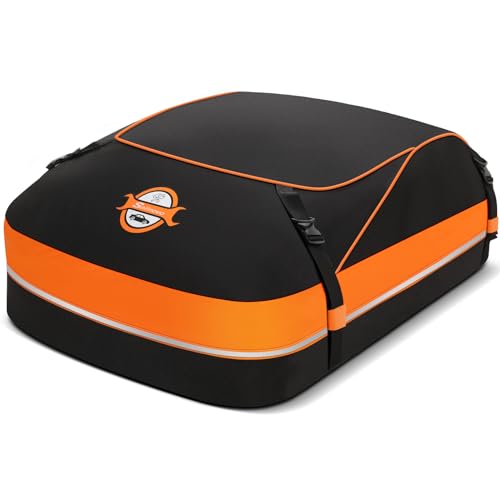 Sailnovo Car Rooftop Cargo Carrier Roof Bag, 15 Cubic Feet Waterproof Rooftop Cargo Carrier Bag, Fit Car with Without Luggage Rack - Cartop Carrier Bag with Tie-Down Strap, Safety Hook