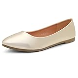 Herstyle Pointed Toe Flats for Women – Slip-On Dressy Ballet Flats with Memory Foam | Lightweight Comfortable Business Casual Shoes for Work, Travel & Daily Wear, Gold, Size 8.0, Elina