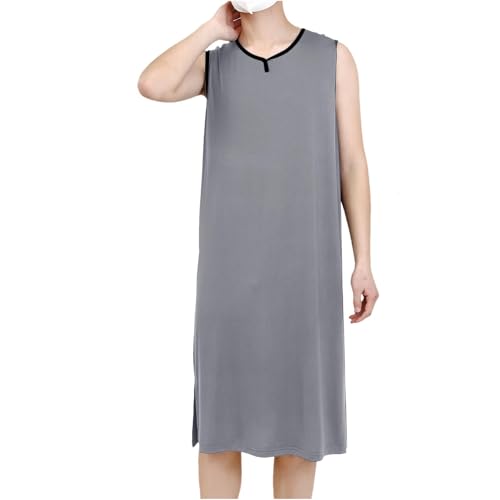 Men's Sleeveless Nightgown Round Neck Night Shirt Loose Pajama Sleepwear Nightwear Loungewear Loose Nightdress