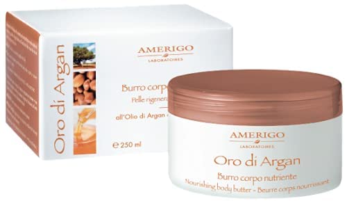 Amerigo Oro Di Argan Burro Corpo Nutriente All'Olio Di Argan E Burro Di Argan, 250 Ml