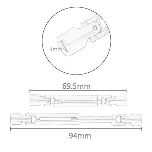 MEYZJRC 2 Pièces Arbre de Transmission Rc pour Voiture Télécommandée 1/12 Transmission Extensible En Acier Ensemble Montage Adapté à L'Amélioration Collection, Noir – vue 2