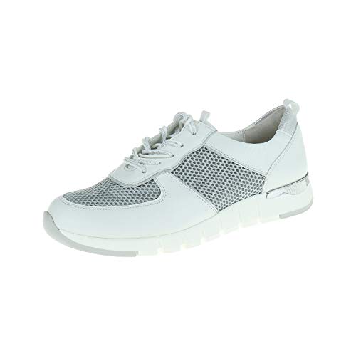 Waldläufer Memphis Sportnet 908003303339 Chaussures à lacets pour femme Forme H-Petra Largeur H Blanc/gris argenté - Blanc - Blanc/gris/argenté., 37 2/3 EU