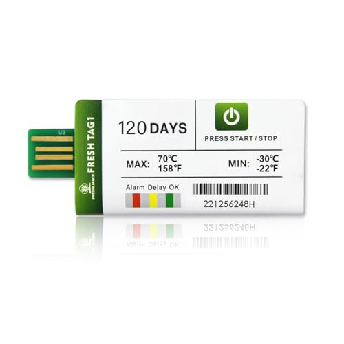 Freshliance 10pack Temperature Data Logger USB Disposable Temperature Recorder with 30000 Points, Auto PDF CSV Reports High Accuracy 120days Single Use for Frozen Transportation Cold Chain Fresh Tag 1