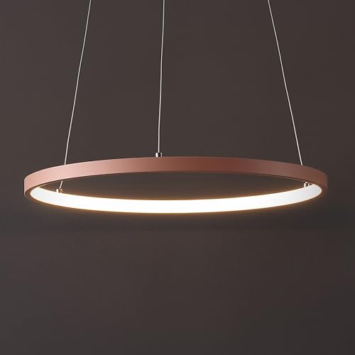 JONATHAN Y 15.75" Matte Pink Modern Integrated LED Pendant Light, Dimmable Round Hoop Chandelier for Kitchen Island, Dining Room, Adjustable Height Metal Hanging Light (JYL7202B) by JONATHAN Y - Image 2
