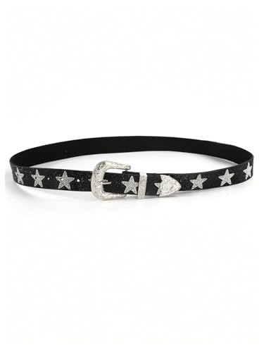 Image of RoseSeek Men's Y2k Star Rhinestone Studded Belts Glitter Y2k Accessories | Sparkling, Vintage, Western Belt, Emo Belt, Gothic, Punk, Street Accessories