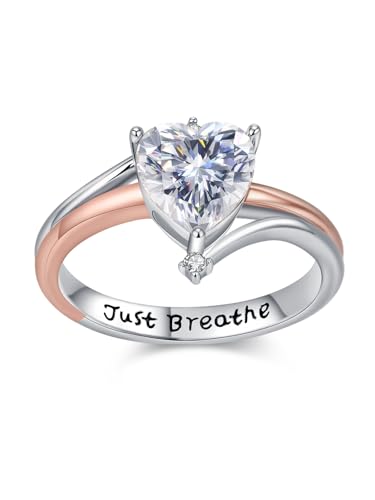 Heart Zircon Ring for Women 925 Sterling Silver Just Breathe Rings Zircon Jewelry Engagement Rings Valentine's Day Gifts