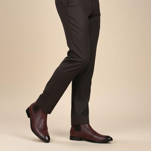 Image of HAYES LONDON Chelsea Boots For Man | Genuine Leather High-Top Slip-On Shoes | Comfortable Formal Shoes for Men | Stylish Office, Party & Casual Wear Fashion Boots