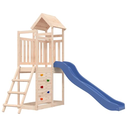 vidaXL Parque Infantil de Exterior Madera Maciza de Pino, Juego de Columpios de jardín, casa de Juegos con tobogán, Parque Infantil de Madera