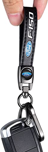 Image of Genuine Leather Car Key Chain for Ford F150 F-150 Keychain Accessories Family Present (Black)