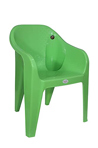 Image of PETALS Plastic Chairs Set of 6 Without Cushion | Arm Chair for Drawing /Living Room | Armchairs for Home /Office /Garden /Indoor & Outdoor | Cap Upto 150 Kgs | Green, 6 Pcs, Bravo | 3 Years Warranty
