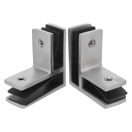 Ciieeo Lot de 2 Pinces de Fixation pour Verre 10-12 Mm, Support pour Rambarde en Acier Inoxydable Finition Satinée, Angle 90°, Clips Robustes pour...