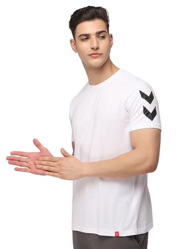 Image of hummel Legacy Round Neck Cotton Rich Half Sleeve Solid Regular fit Cottonpoly T-Shirt for Men Comfortable Soft Breathable Fabric Stretchable for Everyday Use Ideal for Casualwear