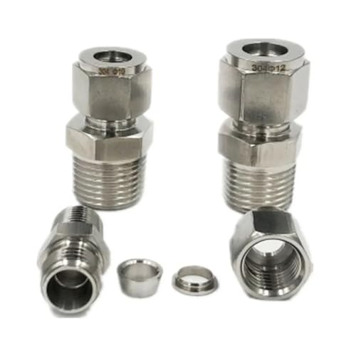 Conector de compresión de doble virola de 16 mm de acero inoxidable para tubo macho 3