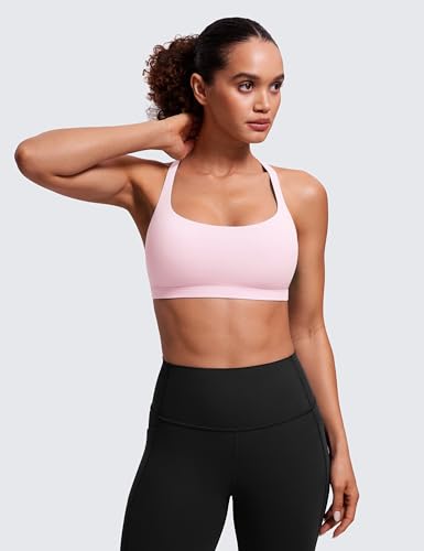 Image of CRZ YOGA Naked Feeling Strappy Sports Bras for Women - Criss Cross Back Wireless Padded Cami Yoga Workout Top
