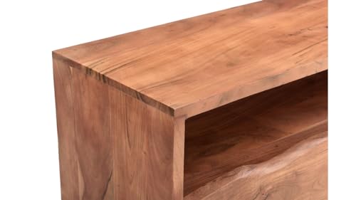 Image of The Attic Live Edge TV Cabinet|Solid Wood Sideboard TV Cabinet for Living Room|Classy Live Edge TV Cabinet|Wooden Free Standing TV Unit Side Board Table with Storage|Honey Matte Finish