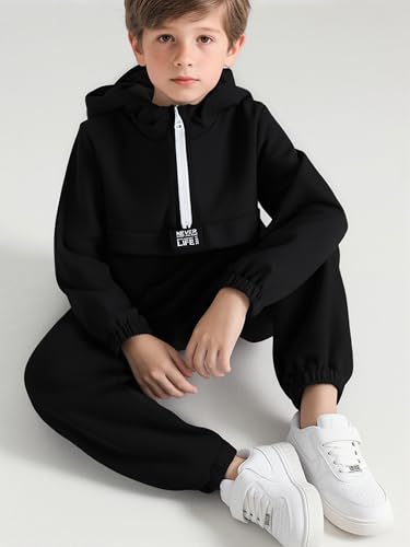 Image of Kids Boys Clothes Color Blocking Hoodie Sweatshirts and Pant 2Pcs Fall Outfits Set Size 5-10