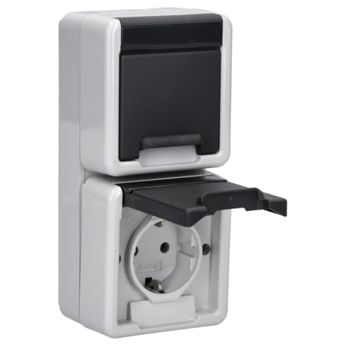 Gira 78030 Doppelsteckdose SCHUKO 078030 senkr. WG AP grau, 250 V Gira 78030 Doppelsteckdose SCHUKO 078030 senkr. WG AP grau, 250 V