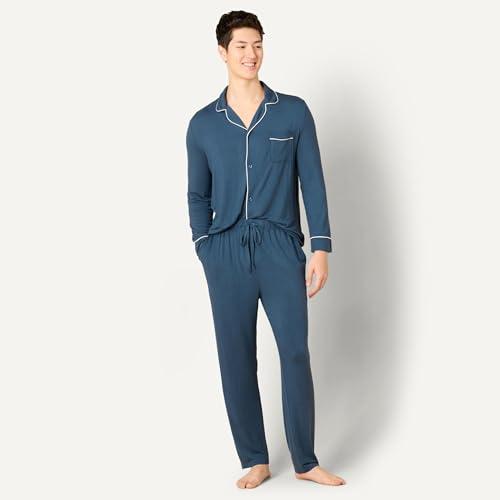 Image of Amazon Essentials x Sofia Grainge Men's Long Sleeve Relaxed Fit Breathable Modal Jersey Pajama Set, Loungewear