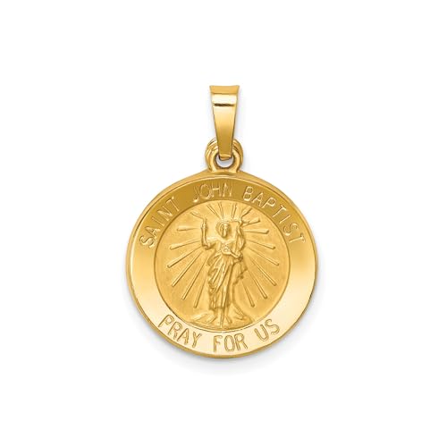 14k Yellow Gold Saint John Baptist Pendant Medal for Men