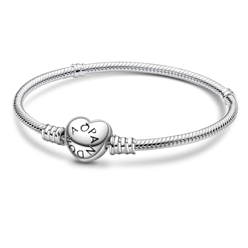 Ruaidhra Moments Herz Charms Anhänger Armband Damen Sterling Silber 925,Charm für Armbänder,Schlangenkette,Bettelarmband,Bracelet for Women,Geburtstagsgeschenk,Geschenk für Frauen,21cm